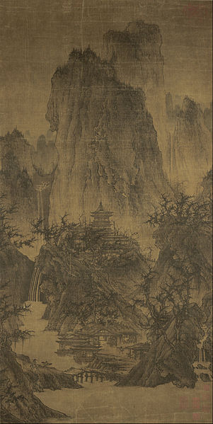 A Solitary Temple Amid Clearing Peaks