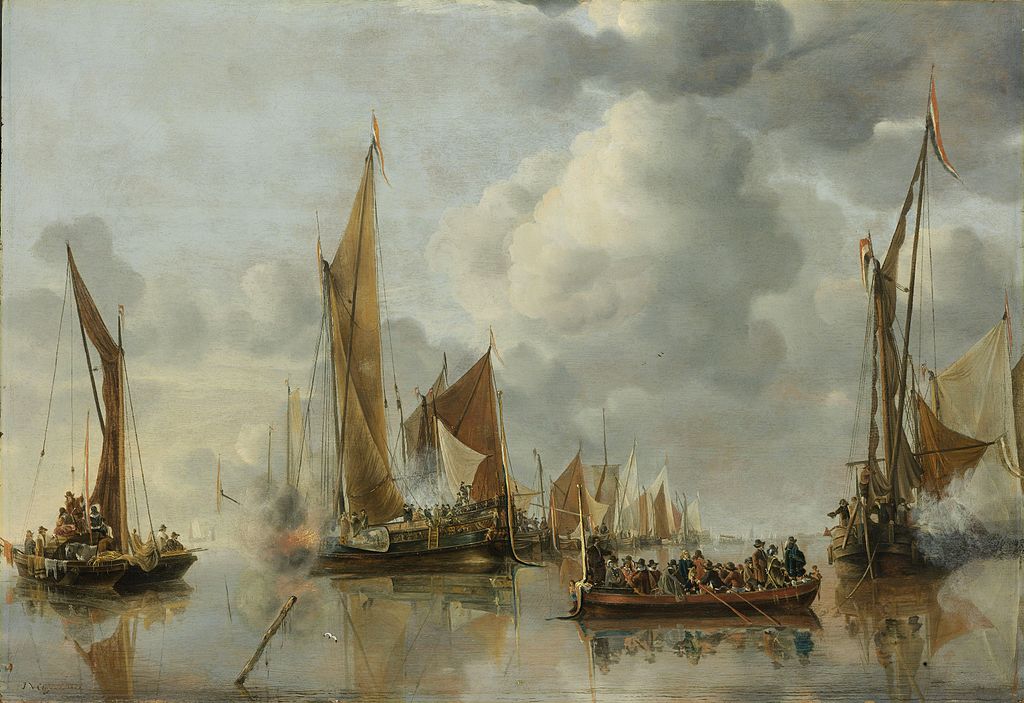 The Home Fleet Saluting the State Barge - Jan van de Cappelle