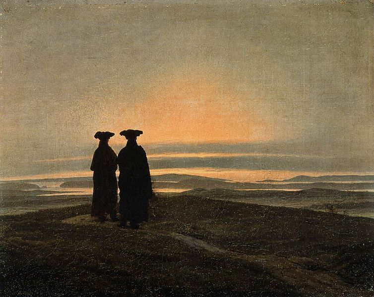 Sunset (Brothers) or Evening landscape with two men