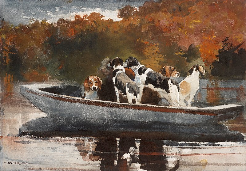 Hunting Dogs in a Boat - Winslow Homer