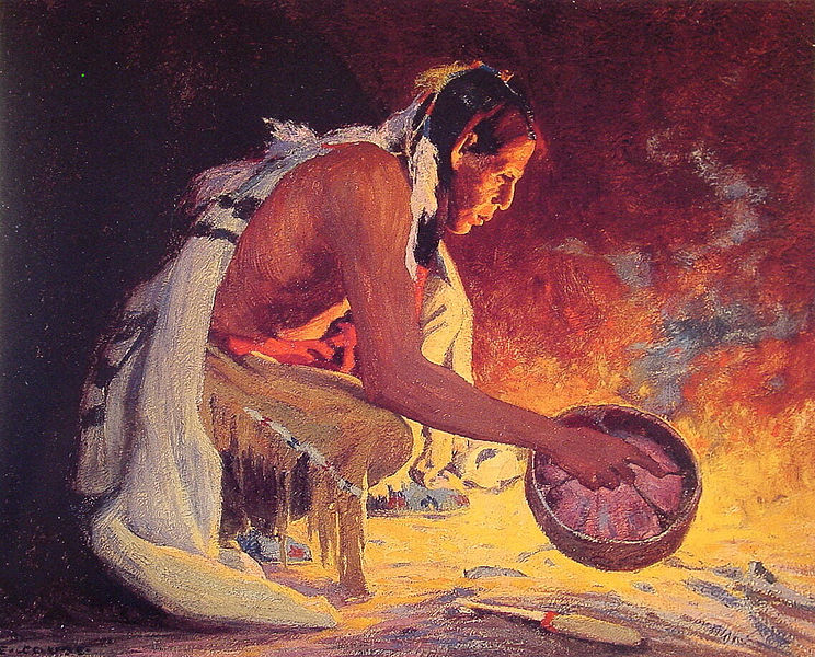 Indian by Firelight - Eanger Irving Couse