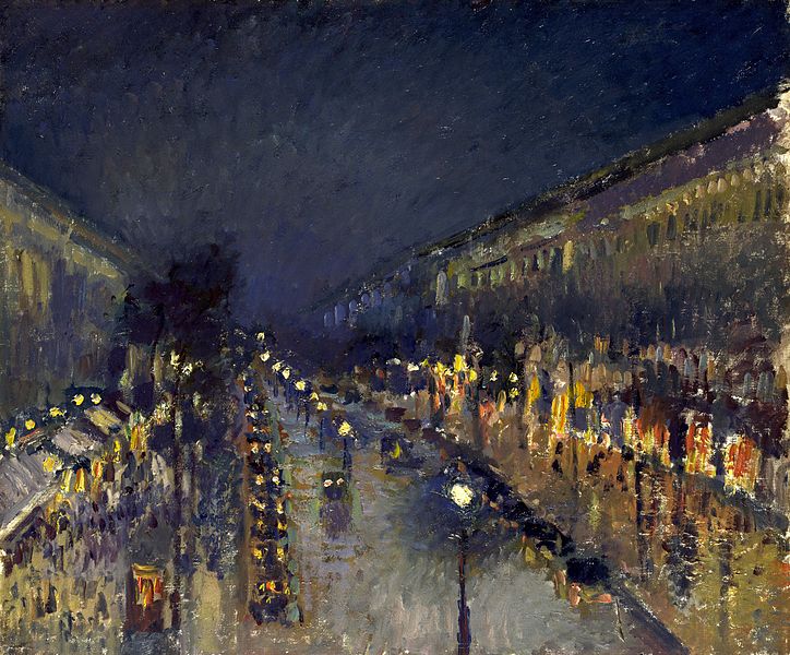 The Boulevard Montmartre at Night - Camille Pissarro