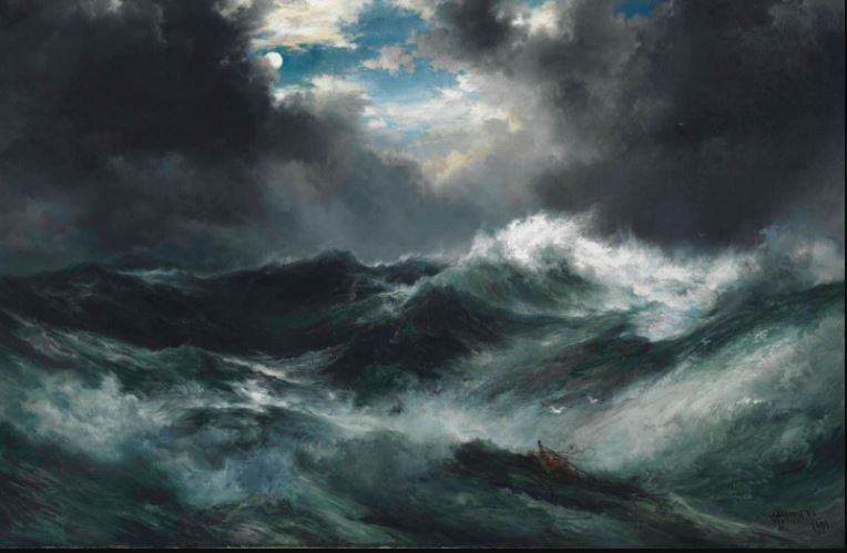 Moonlit Shipwreck at Sea - Thomas Moran