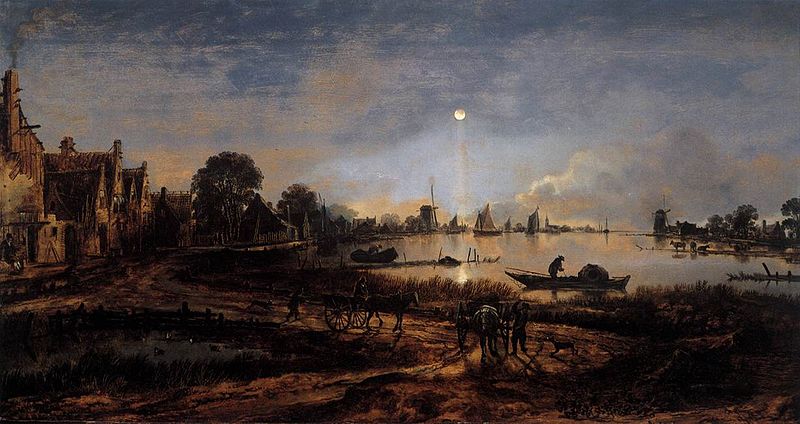 River View by Moonlight - Aert van der Neer