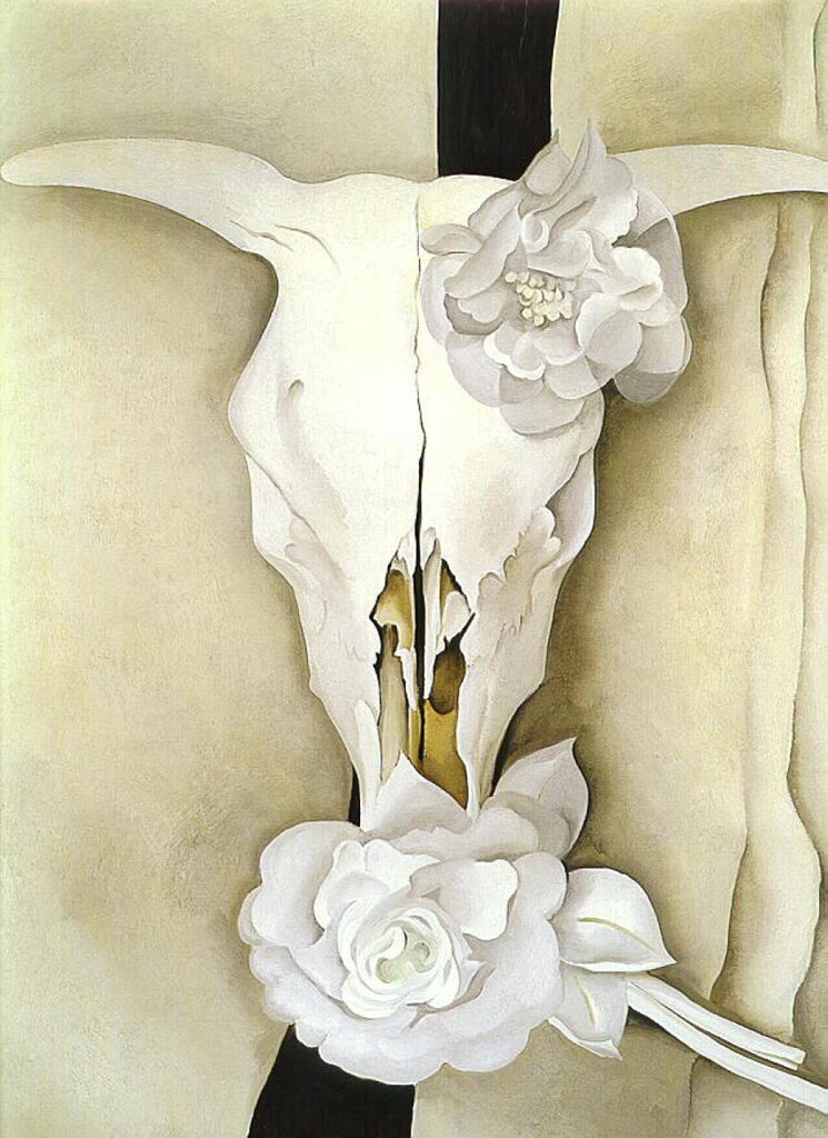 Cow's Skull with Calico Roses