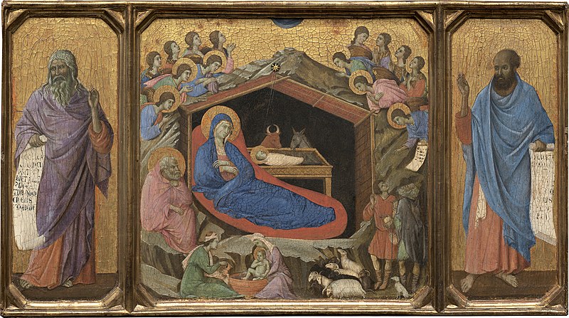 The Nativity with the Prophets Isaiah and Ezekiel - Duccio di Buoninsegna