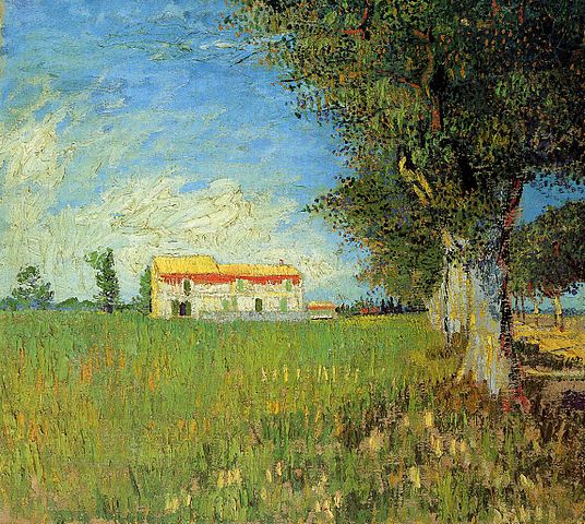 Farmhouse In A Wheat Field - Vincent van Gogh