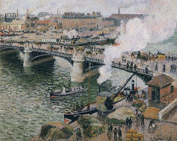 Pont Boieldieu in Rouen Rainy Weather – Camille Pissarro