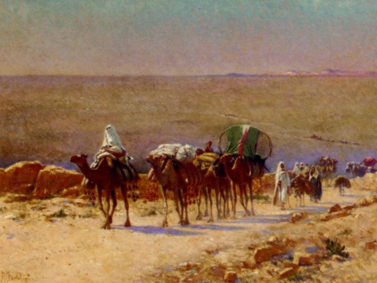 The Caravan In The Desert – Alexis Auguste Delahogue