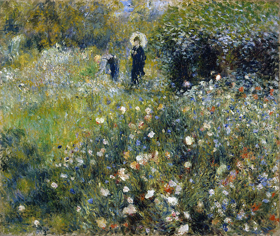 Woman with a Parasol in a Garden - Pierre-Auguste Renoir
