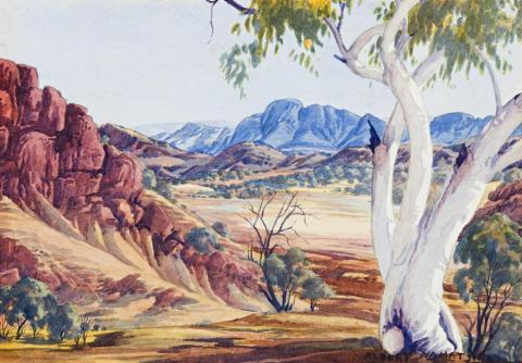 Central Australian Landscape – Albert Namatjira