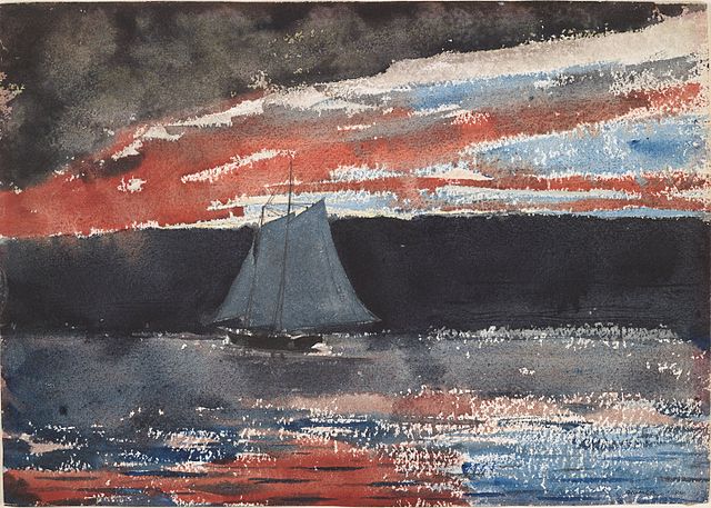 Schooner at Sunset - Winslow Homer