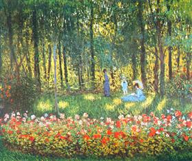 The Artists Family In The Garden - Claude Monet