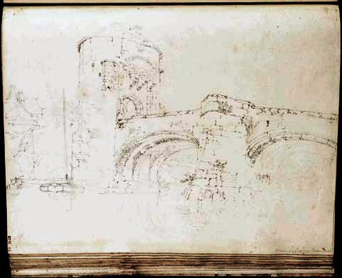 JMW Turner sketch of Monnow Bridge