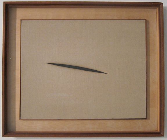 Spatial Concept  Waiting  cut canvas - Lucio Fontana