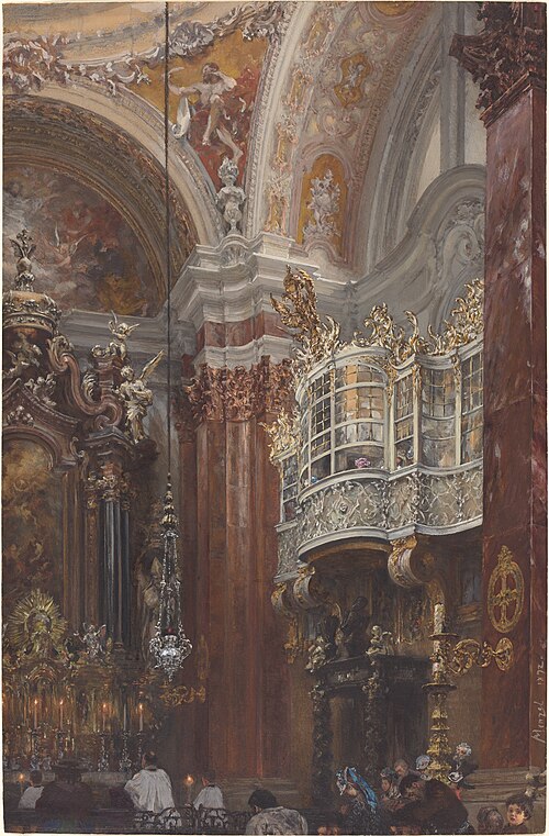 The Interior of the Jacobskirche at Innsbruck - Adolph Menzel