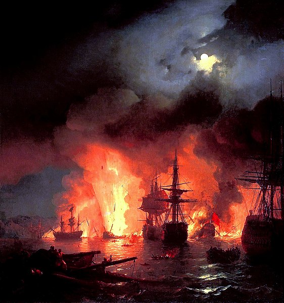Battle of Cesme at Night - Ivan Aivazovsky