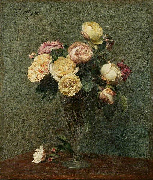 Roses in a Glass Vase - Henri Fantin-Latour