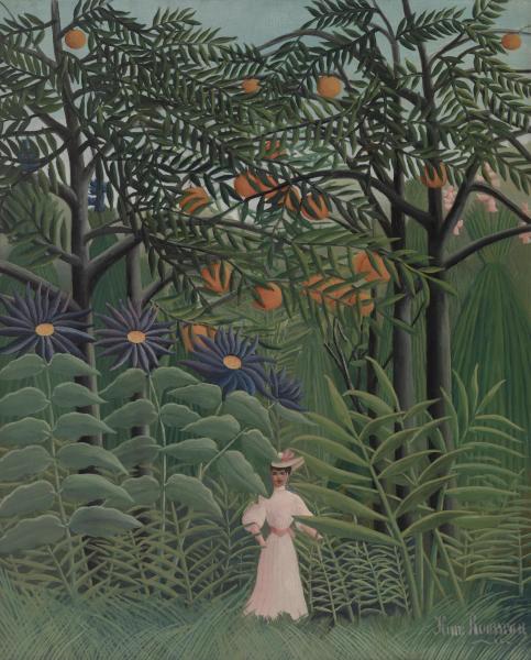Woman Walking in an Exotic Forest - Henri Rousseau